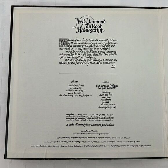 LP Vinyl Neil Diamond Tap Root Manuscript with Intact Dust Cover and Sleeve - Picture 3 of 9